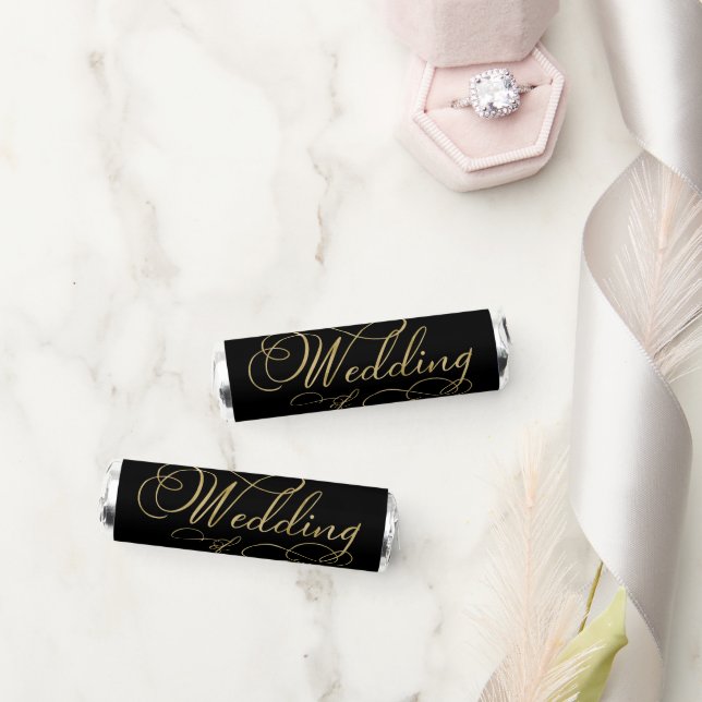 Elegant Faux Foil Black Gold Calligraphy Wedding Breath Savers® Mints (Wedding)