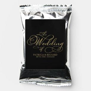 Elegant Faux Foil Black Gold Calligraphy Wedding Coffee Drink Mix