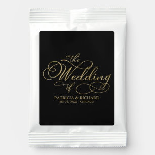 Elegant Faux Foil Black Gold Calligraphy Wedding Margarita Drink Mix