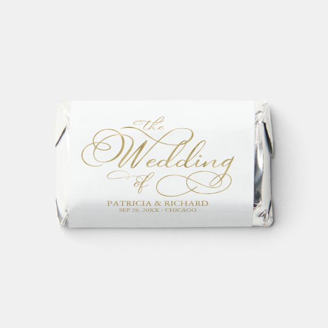 Elegant Faux Foil Gold Calligraphy Wedding Hershey's Miniatures (Front)
