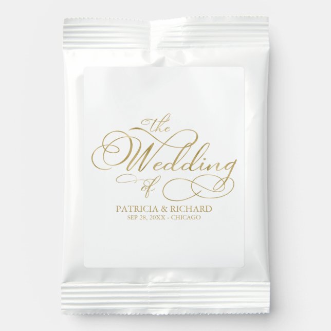 Elegant Faux Foil Gold Calligraphy Wedding Margarita Drink Mix (Front)