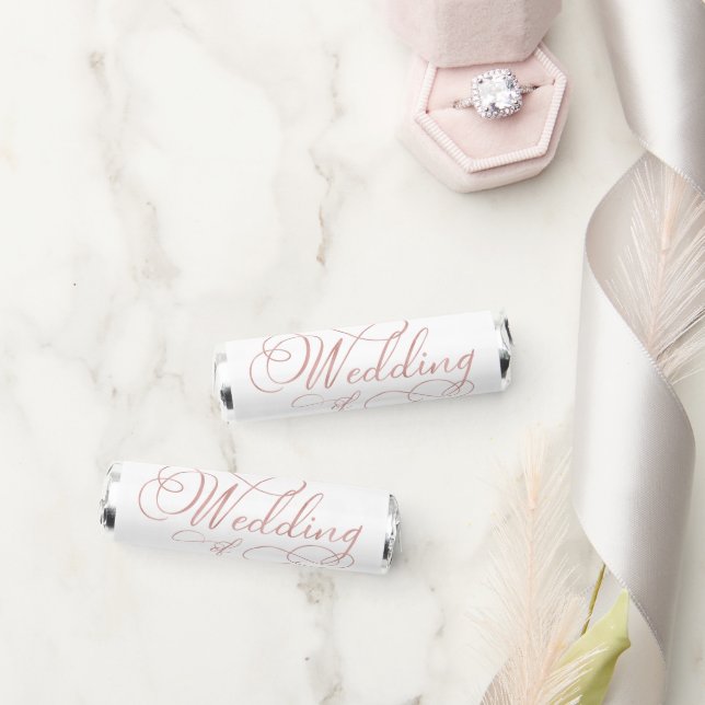 Elegant Faux Foil Rose Gold Calligraphy Wedding Breath Savers® Mints (Wedding)