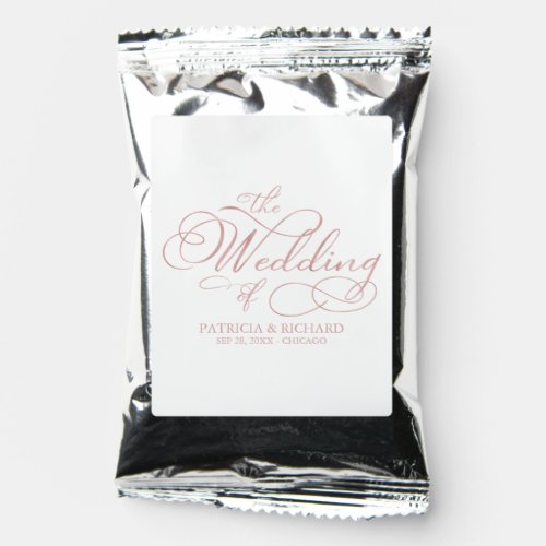 Elegant Faux Foil Rose Gold Calligraphy Wedding Coffee Drink Mix