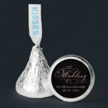 Elegant Faux Foil Rose Gold Calligraphy Wedding Hershey®'s Kisses®<br><div class="desc">Transform your wedding day into a celebration of sophistication and elegance with our stunning rose gold calligraphy and black modern wedding suite! You can personalize it with just a few clicks to express your unique love story. This inspiring collection includes everything you need to create a beautifully cohesive atmosphere, featuring...</div>