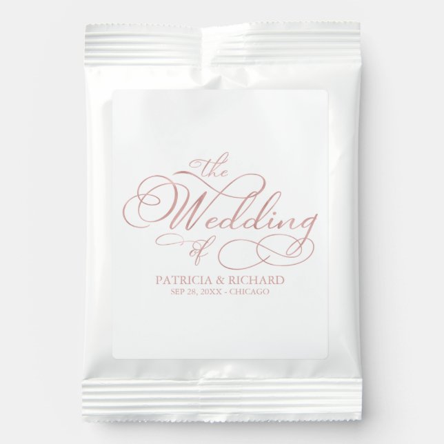 Elegant Faux Foil Rose Gold Calligraphy Wedding Margarita Drink Mix (Front)