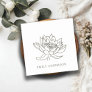 ELEGANT FAUX FOIL SILVER LOTUS LINE DRAWING FLORAL SQUARE BUSINESS CARD