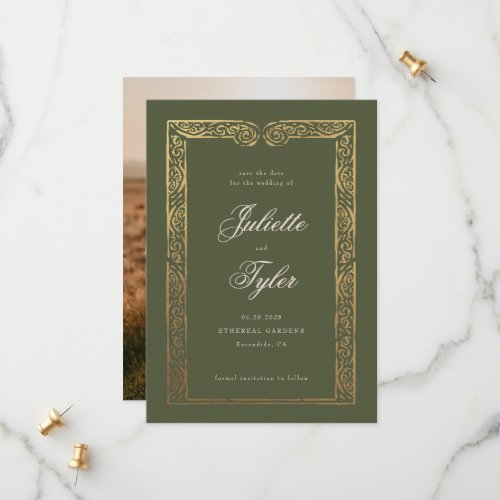Elegant Faux Foil Wedding Save The Date Card