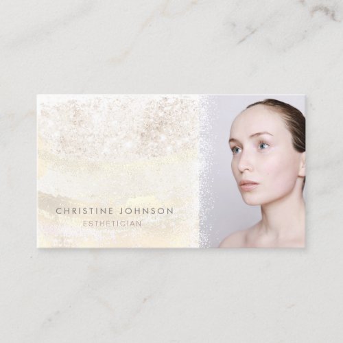 elegant FAUX glitter and foil esthetician Business Card