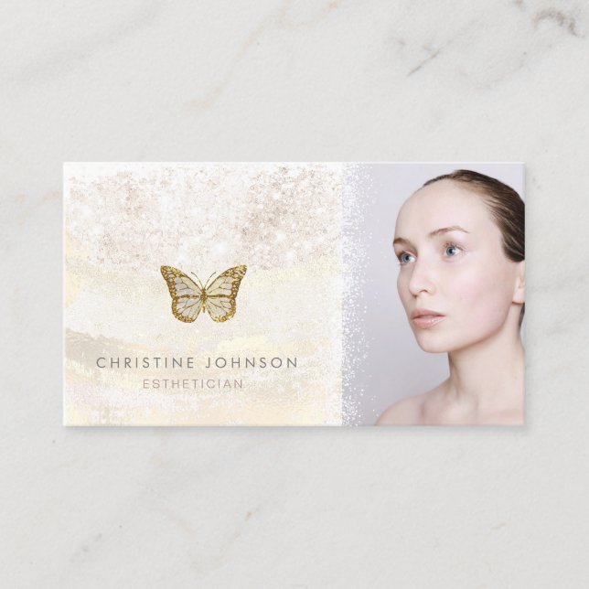 elegant FAUX glitter butterfly Business Card (Front)