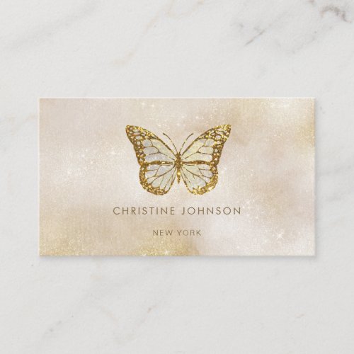 elegant faux glitter butterfly logo business card