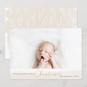 Elegant Faux Glitter Christmas Holiday Photo Card