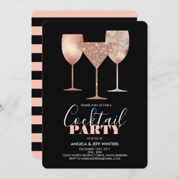 Elegant Faux Glitter Cocktail Party Invitation by Charmalot at Zazzle