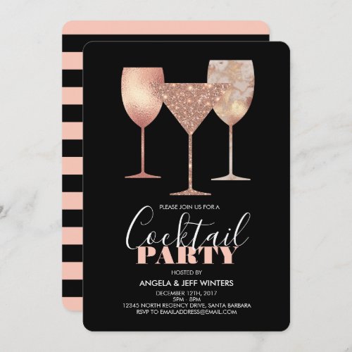 Elegant Faux Glitter Cocktail Party Invitation