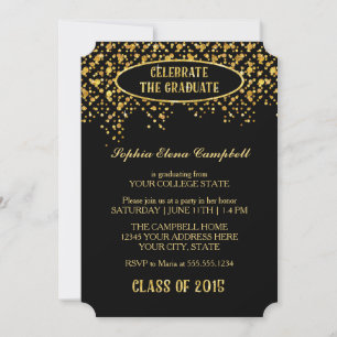 Elegant Faux Glitter Confetti Graduation Party Invitation