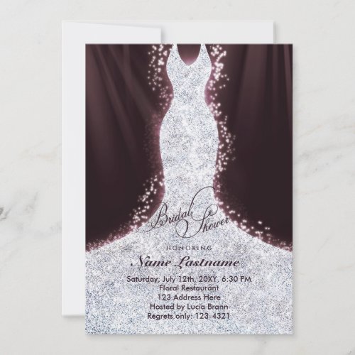 Elegant Faux Glitter Dress Bridal Shower Invite