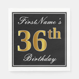 Elegant, Faux Gold 36th Birthday + Custom Name Napkins