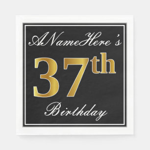 Elegant, Faux Gold 37th Birthday + Custom Name Napkins