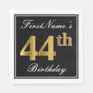 Elegant, Faux Gold 44th Birthday + Custom Name Napkins