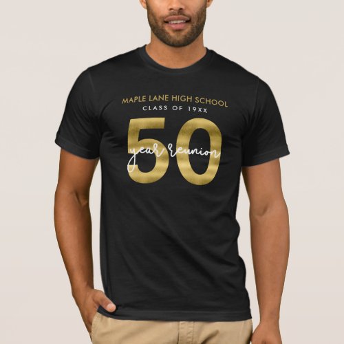 Elegant Faux Gold 50 Year Class Reunion T_Shirt