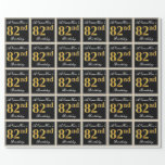 [ Thumbnail: Elegant, Faux Gold 82nd Birthday + Custom Name Wrapping Paper ]