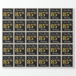 [ Thumbnail: Elegant, Faux Gold 85th Birthday + Custom Name Wrapping Paper ]