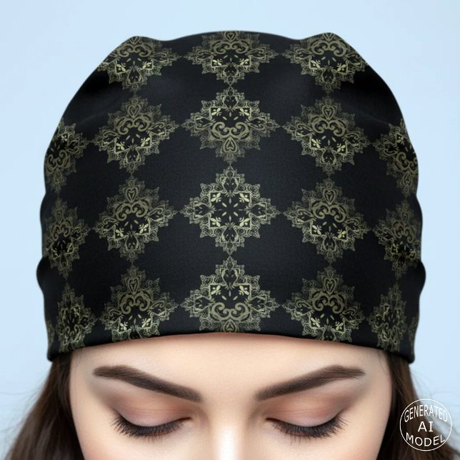 Elegant Faux Gold and Black Damask Renaissance  Bandana (Creator Uploaded)