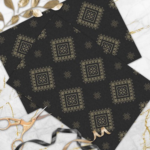 Elegant Faux Gold and Black Decorative Pattern Tissue Paper