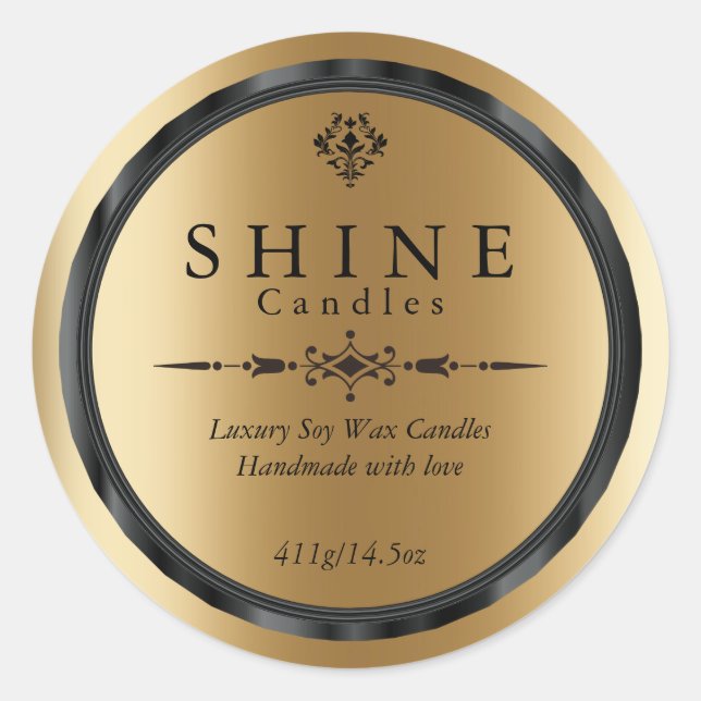 Elegant Faux Gold and Black Labels (Front)