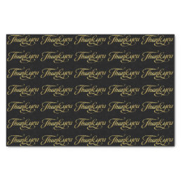 Elegant Faux Gold And Black Thank You Pattern Tissue Paper