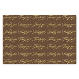 Elegant Faux Gold And Brown Thank You Pattern Tissue Paper