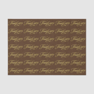 Elegant Faux Gold And Brown Thank You Pattern Tissue Paper