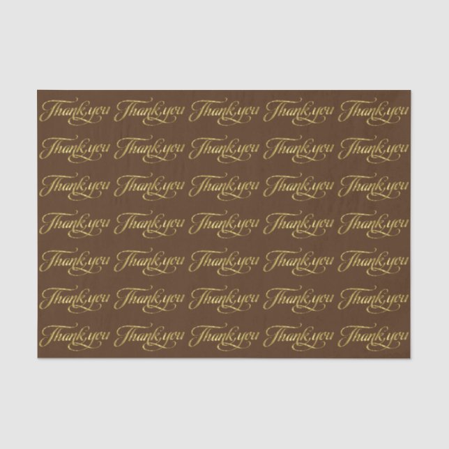 Elegant Faux Gold And Brown Thank You Pattern Tissue Paper (Front)