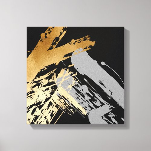 elegant faux gold and grey brushstrokes canvas print