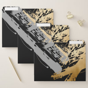 elegant faux gold and grey brushstrokes file folder