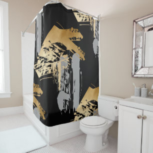 elegant faux gold and grey brushstrokes shower curtain