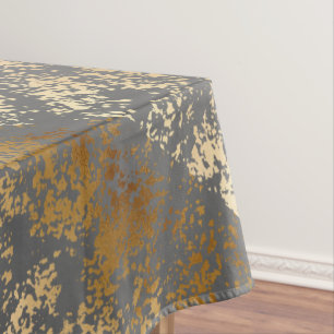 elegant faux gold and grey brushstrokes tablecloth