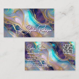 Elegant Faux Gold and Opal Stone Business Card