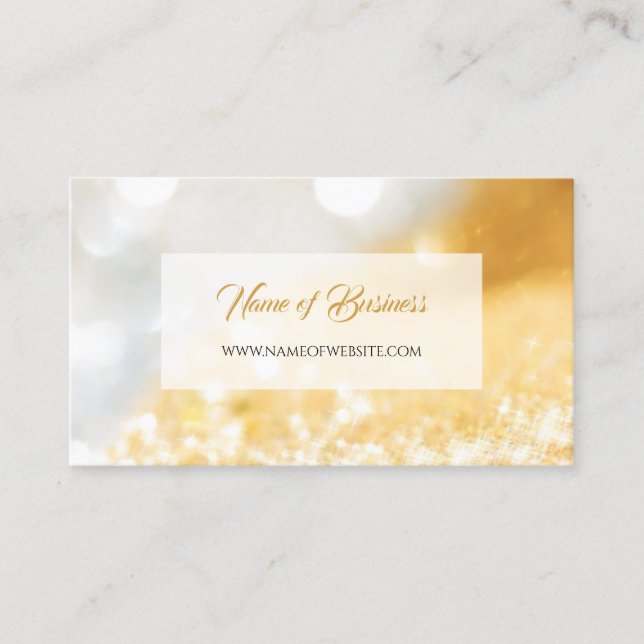 Elegant FAUX Gold and Silver Glitter Bokeh Sparkle Business Card (Front)