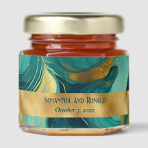 Elegant Faux Gold and Teal Marbled Wedding