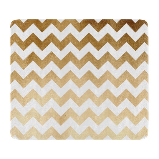 elegant faux gold and white chevron pattern cutting board | Zazzle.com