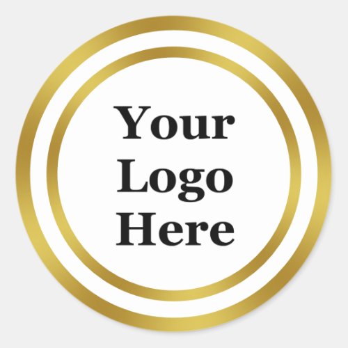 Elegant Faux Gold and White Your Logo Here Classic Round Sticker