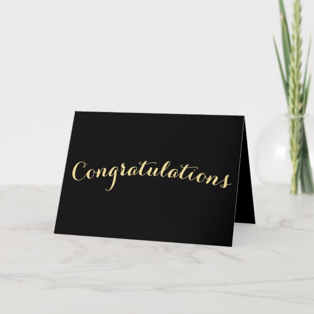 Elegant Faux Gold Black Congratulations Card (Front)