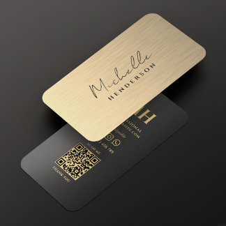 Elegant Faux Gold Black Minimalist Modern Business Card
