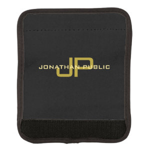 Elegant Faux Gold & Black Monogram Name Template Luggage Handle Wrap