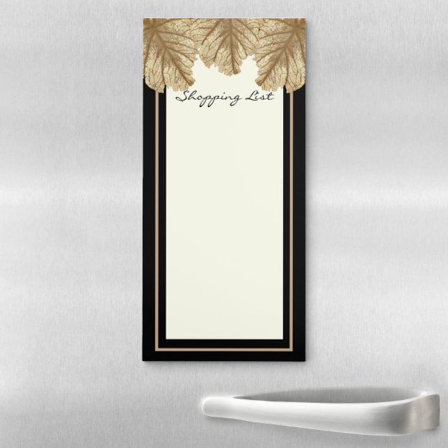 Elegant Faux Gold Black Shopping List Fridge Magnetic Notepad (In Situ)