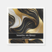 Elegant Faux Gold, Black & White Marbled Wedding