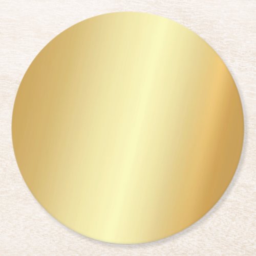 Elegant Faux Gold Blank Modern Template Round Paper Coaster