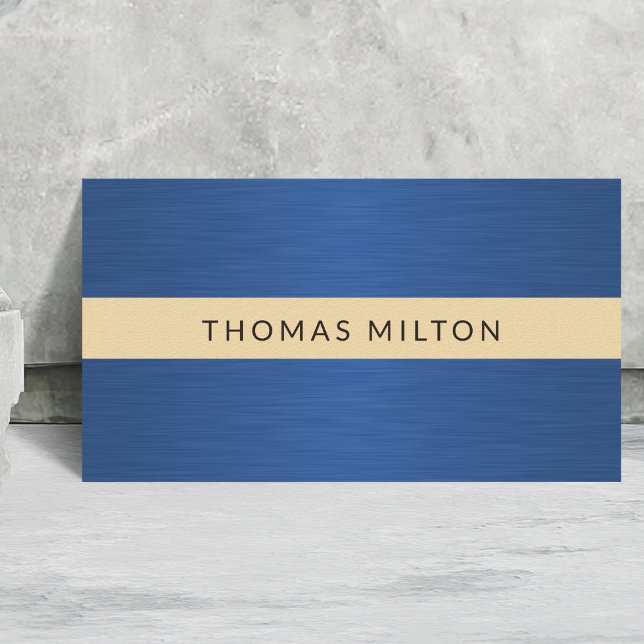 Elegant Faux Gold Blue Metal Stripe Consultant Business Card (Creator Uploaded)