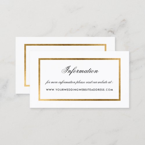 Elegant Faux Gold Border Information Website Business Card