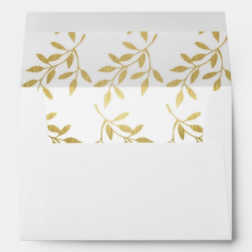 Elegant Faux Gold Botanical Leaf Pattern Lined Envelope | Zazzle